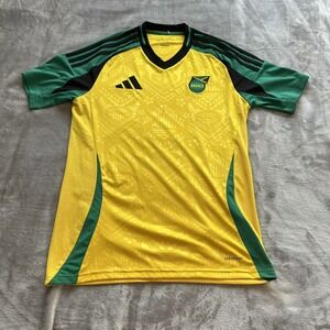 Jamaica‎ Soccer Shirt Mens Small Yellow Green Reggae Boyz Football Jersey Adidas